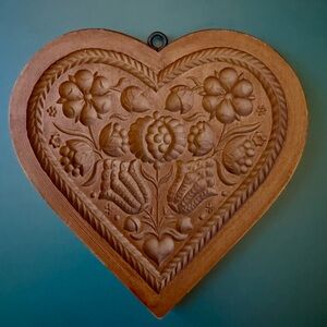 Vintage Heart-Shaped Carved Wooden Wall Art